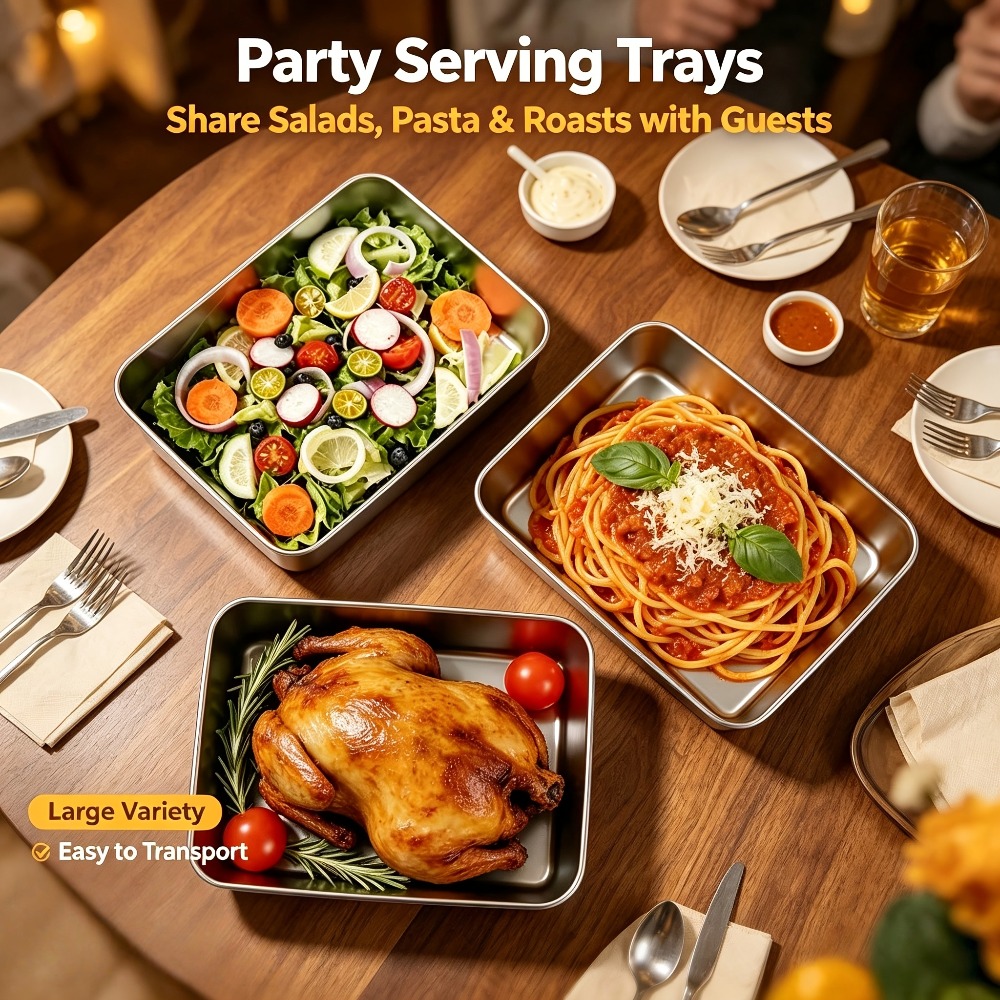 Meal Prep Ideas - 6pcs Stainless Steel Food Storage Tray