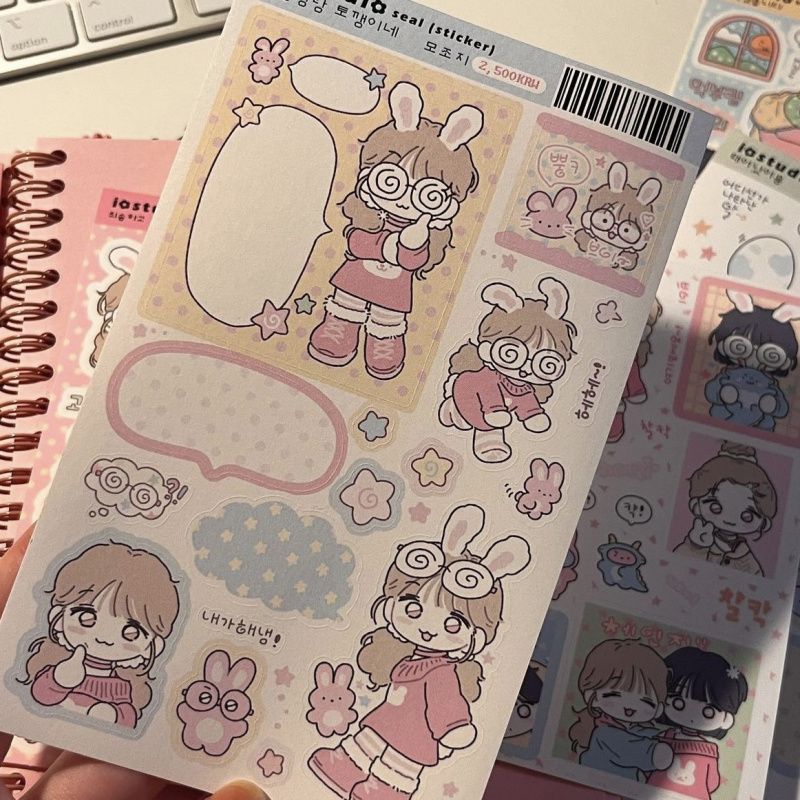 Korean Cute Cartoon Girl Stick - Meal Prep Notebook review and price