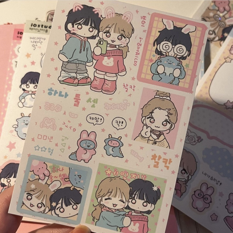 Korean Cute Cartoon Girl Stick - Meal Prep Notebook review and price
